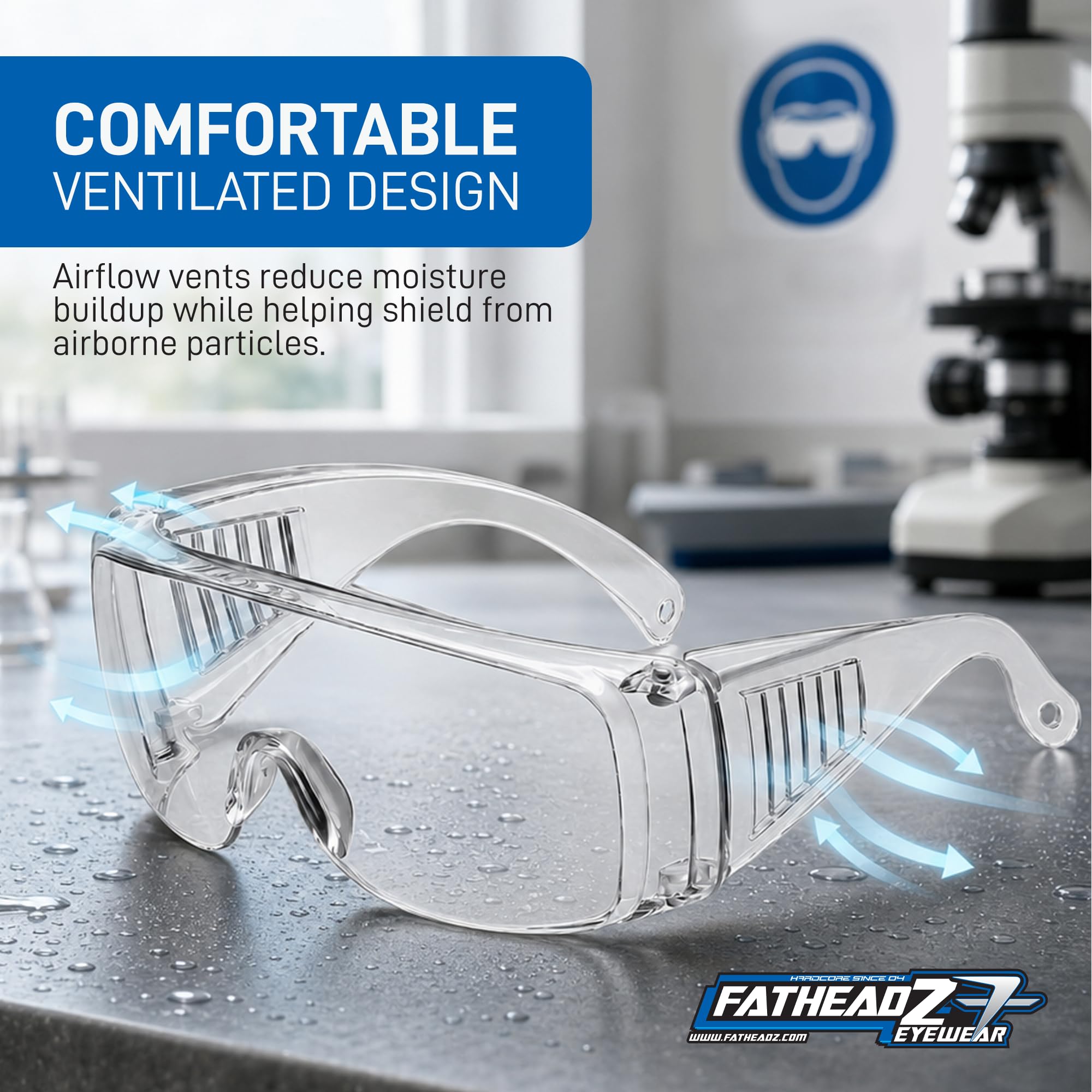 Fatheadz, occhiali di sicurezza ventilati, resistenti agli urti, confezione da 2