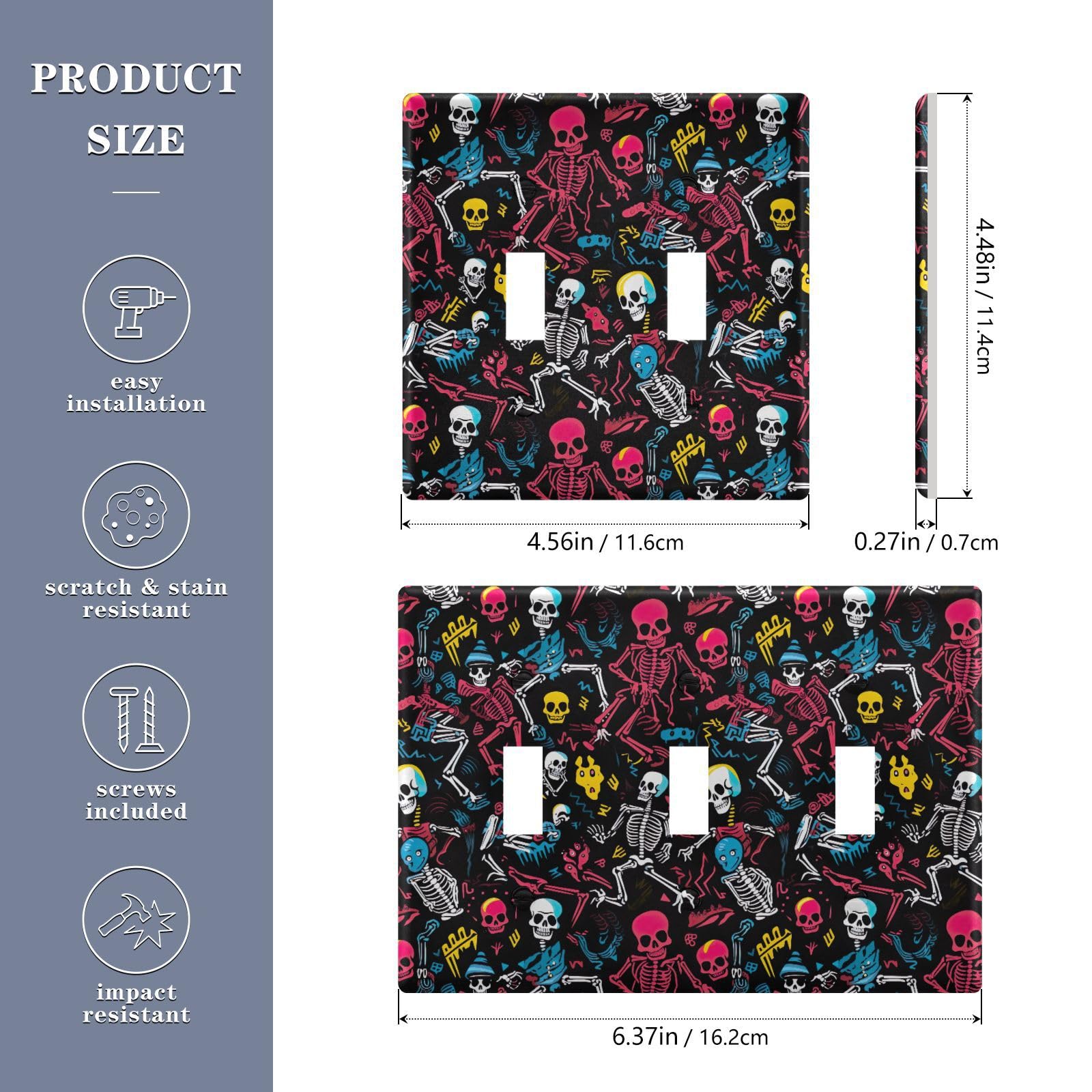 UMIRIKO Skull Skeleton Light Switch Cover Plate Covers Decorative Double Toggle Home Decor 202a8921