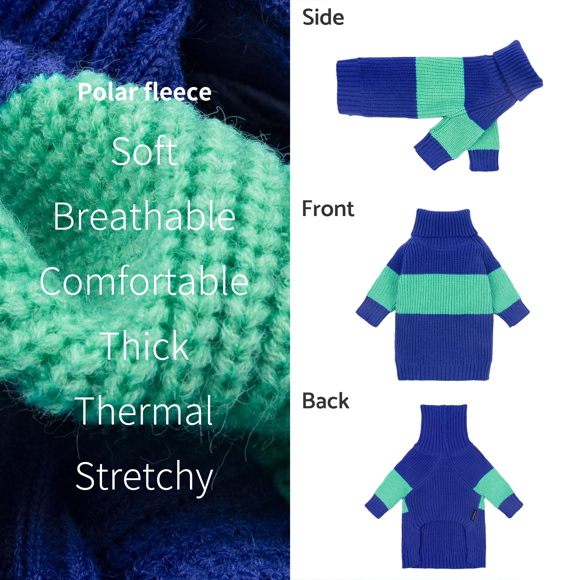 Fitwarm Rollkragen-Hundepullover – Thermo-Fleece, Größe M, Marineblau, Für Kleine Hunderassen