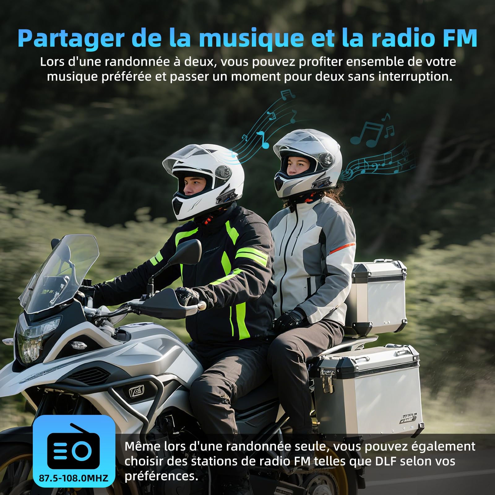 X6S - Intercomunicador para moto, sistema de intercomunicación de malla integrado, chip dual para auriculares multitarea de audio, auriculares para casco para hasta 8 motocicletas, con HiFi