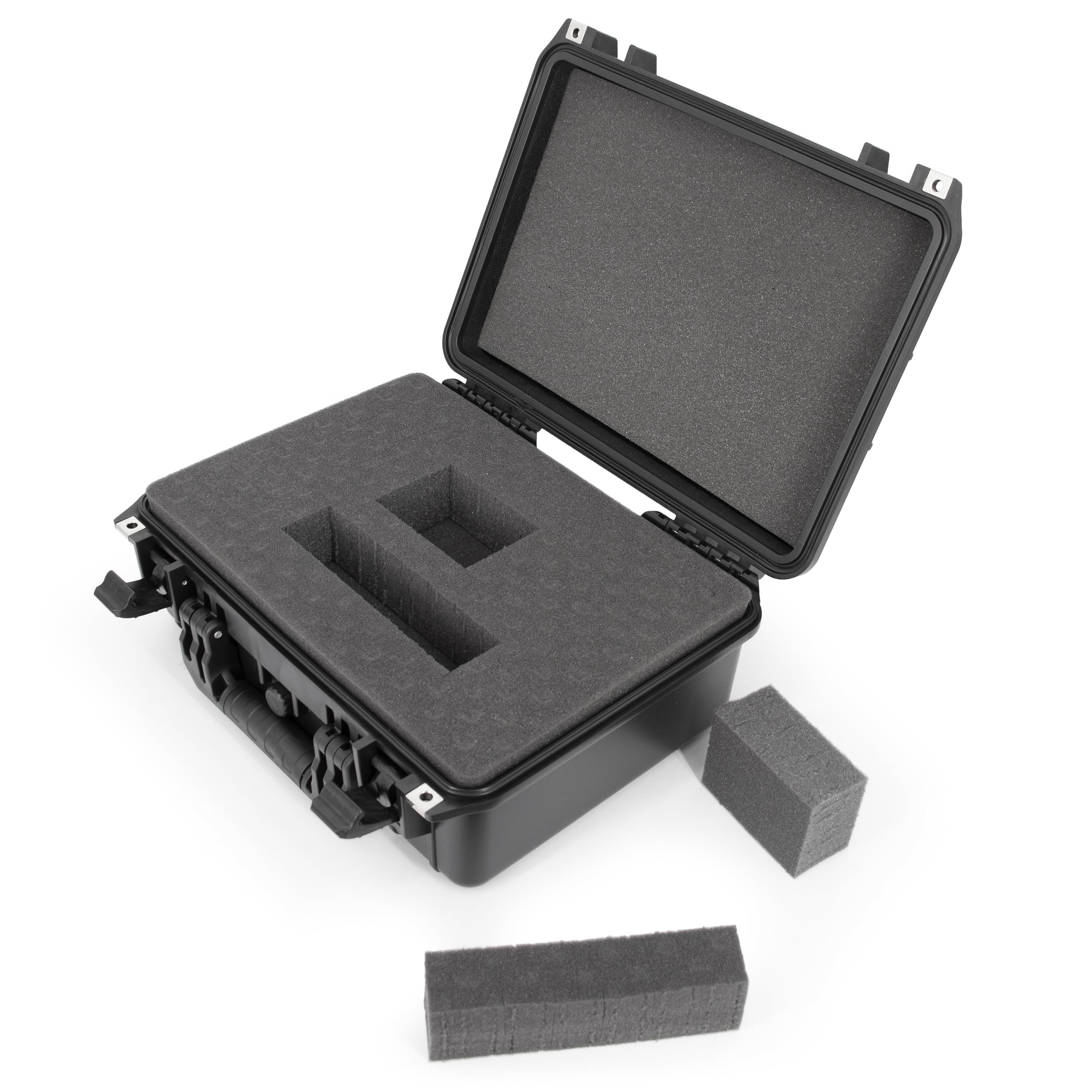 CASEMATIX Funda rígida impermeable de 16 pulgadas con espuma personalizable para electrónica portátil, herramientas y accesorios, funda de plástico rígida con interior de espuma precortada