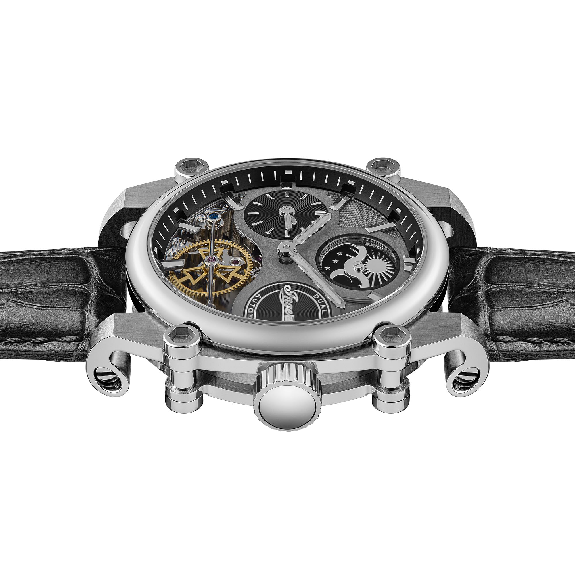 Ingersoll The Varsity Męski automatyczny zegarek 47 mm z tarczą i skórzanym paskiem