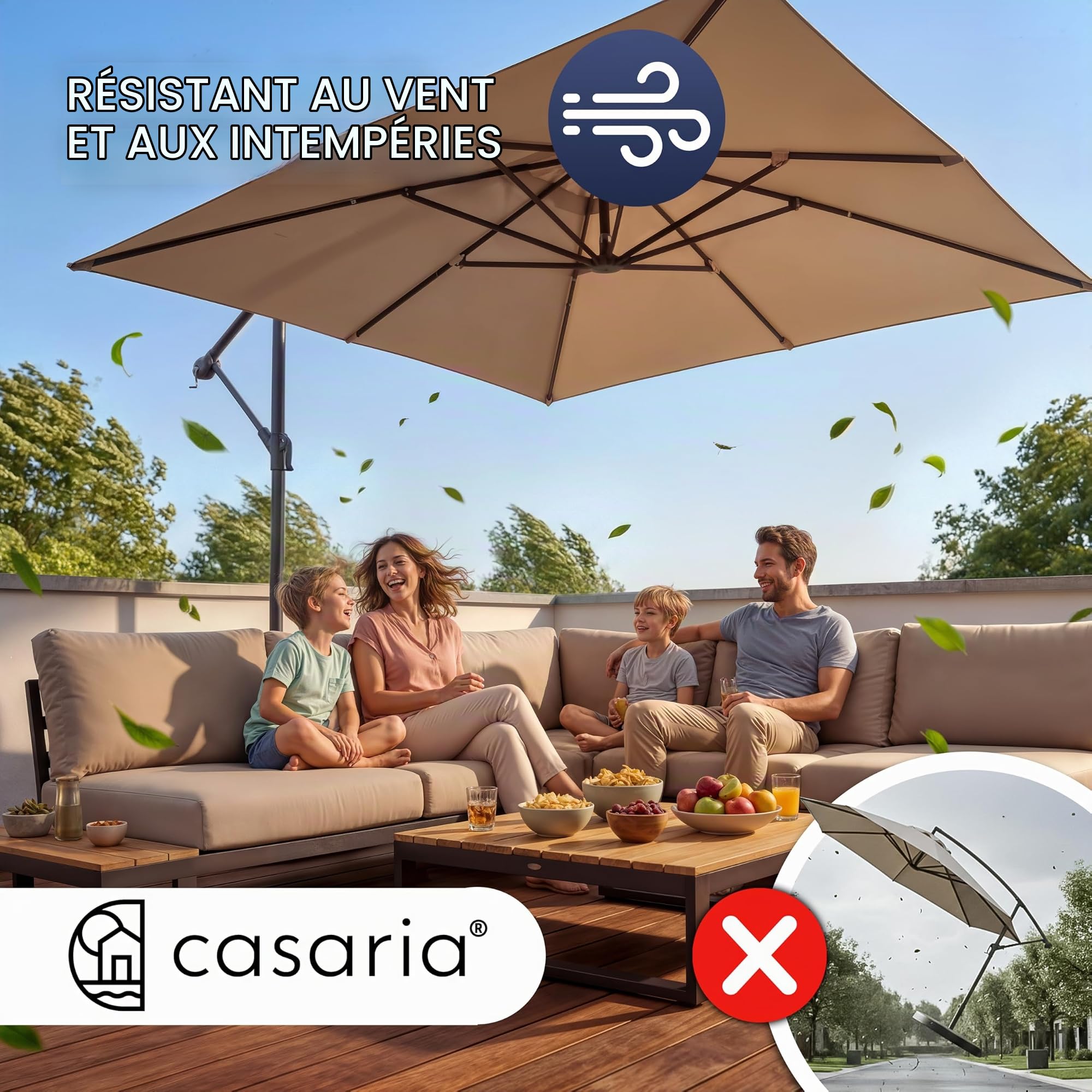 CASARIA® Set de 4 Dalles de Lestage en HDPE pour Parasol
