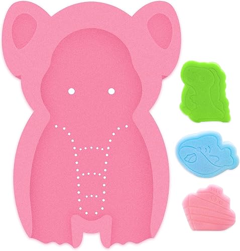 HALLO Esponja de baño infantil suave elefante bebé alfombra de baño recién nacido espuma cómoda antideslizante cojín sin olor (rosa)