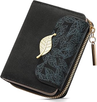RNIEGA Small Wallet for Women RFID Blocking Bifold Card Holder Purse Vegan Leather Wallets with Zipper Pocket