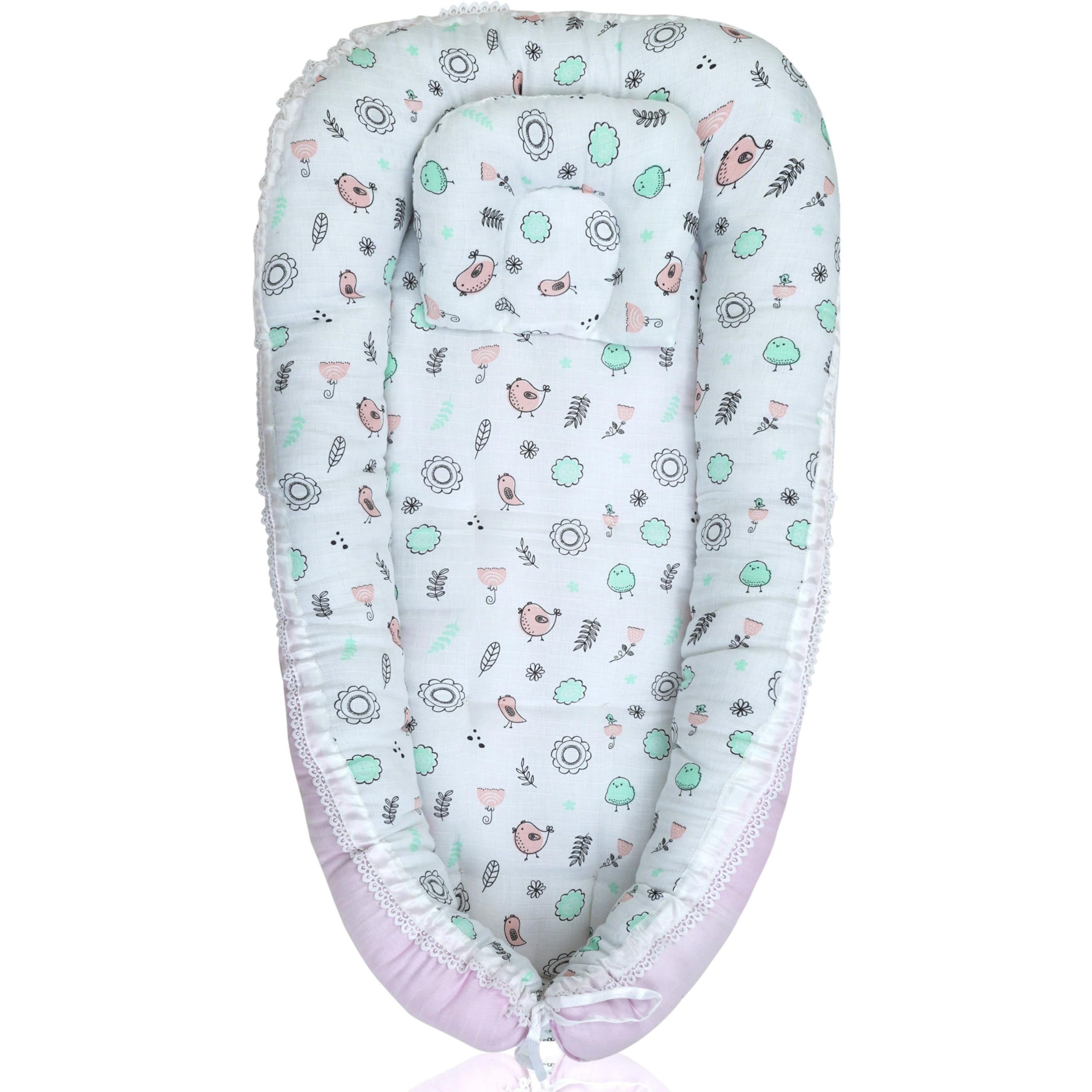 Windson Craft® Cotton Baby Sleeping Bag Bedding Set for Infants and New Born Carry Nest and Portable Breathable Adjustable Bassinet for 0-24 Months Nest Pod Bed Essentials for Gifts (Twite Bird)