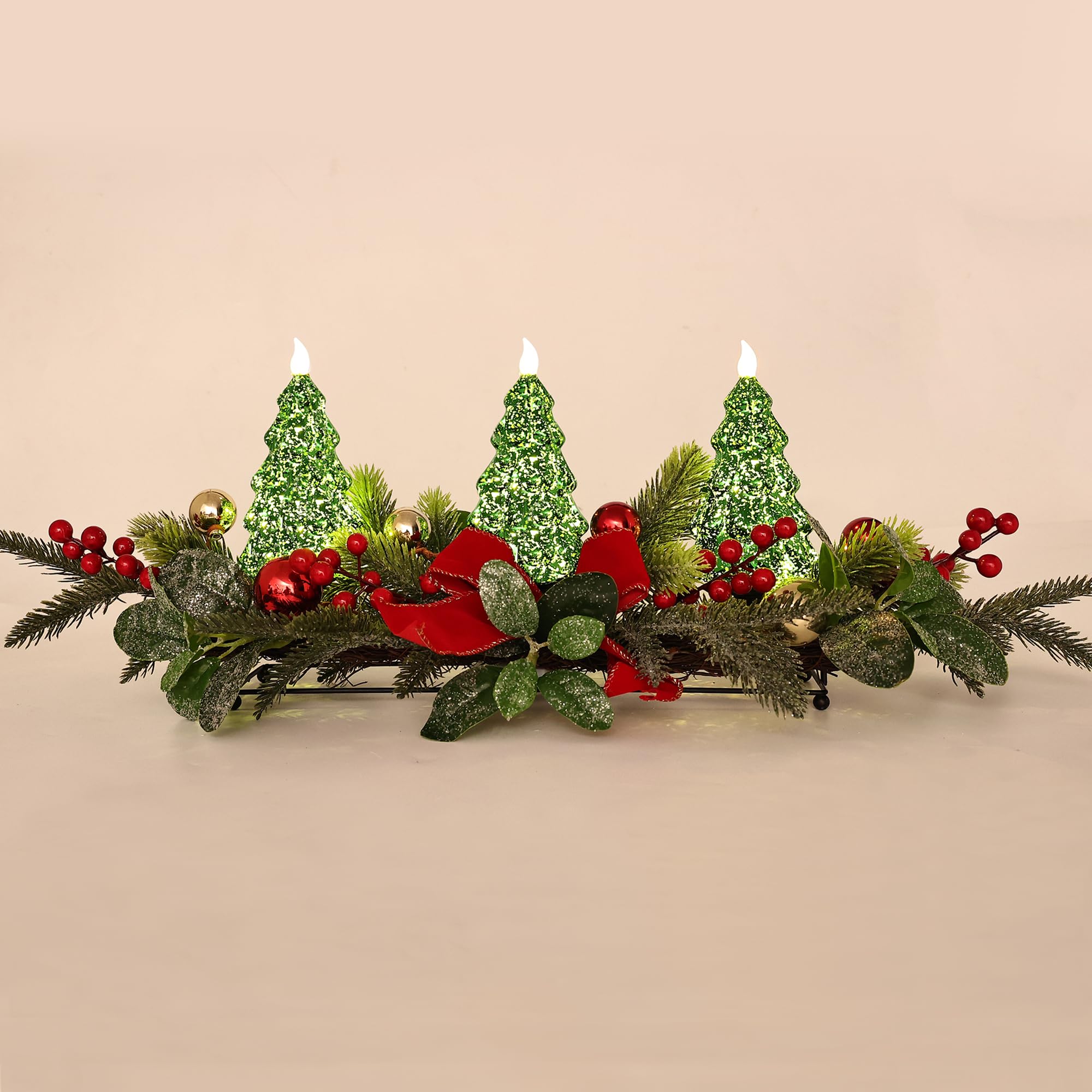 Amazon.com: Christmas Table Centerpiece with LED Lights, Green