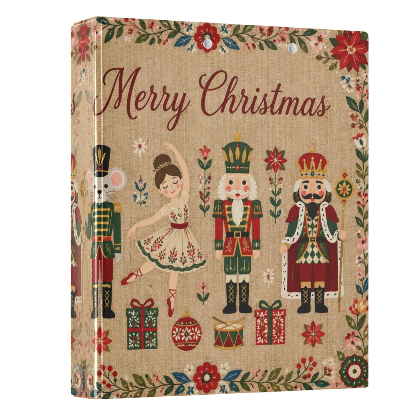 3 Ring Binder Nutcracker Ballet Christmas 1.5 inch Binders Three Ring Binders with Clipboard Fit 8.5'' x 11'' Paper 3 Interior PVC Clear Pockets for Office Supplies