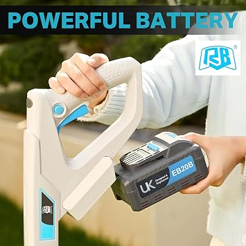 RB 40V 9 Mini Cordless Lawn Mower with Battery & Charger for Small Yards | Ultra-light with brushless motor. 3 cutting heights. One-hand steering. Upright storage for tiny spaces, small lawns, patios.