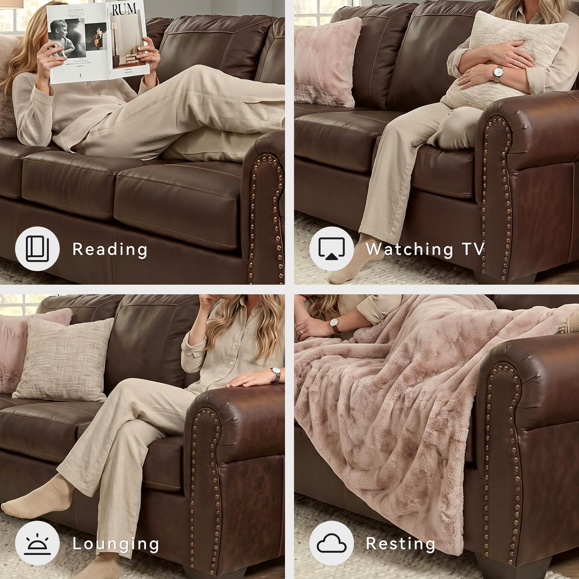 Signature Design by Ashley Colleton Classic Leather Match Sofa with Nailheads, D — product photo