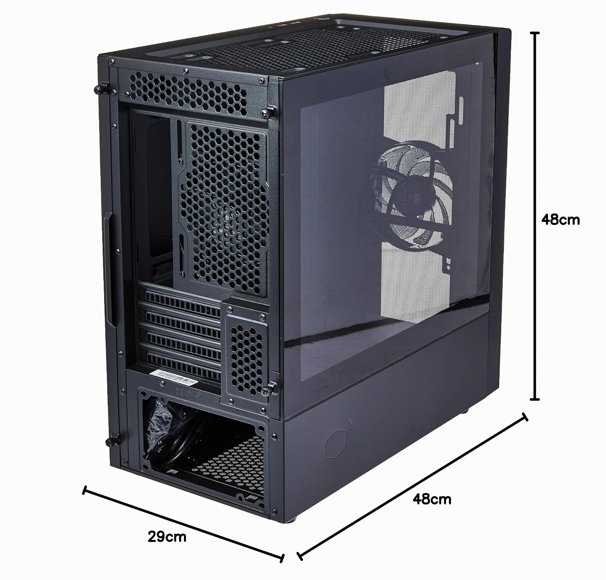 Cooler Master MasterBox NR400 - mATX Mini Tower Caja PC con Panel Lateral Cristal Templado, 2 Ventiladores Preinstalados de 120mm, Configuraciones Flexibles Flujo de Aire, Buena Gestión de Cables