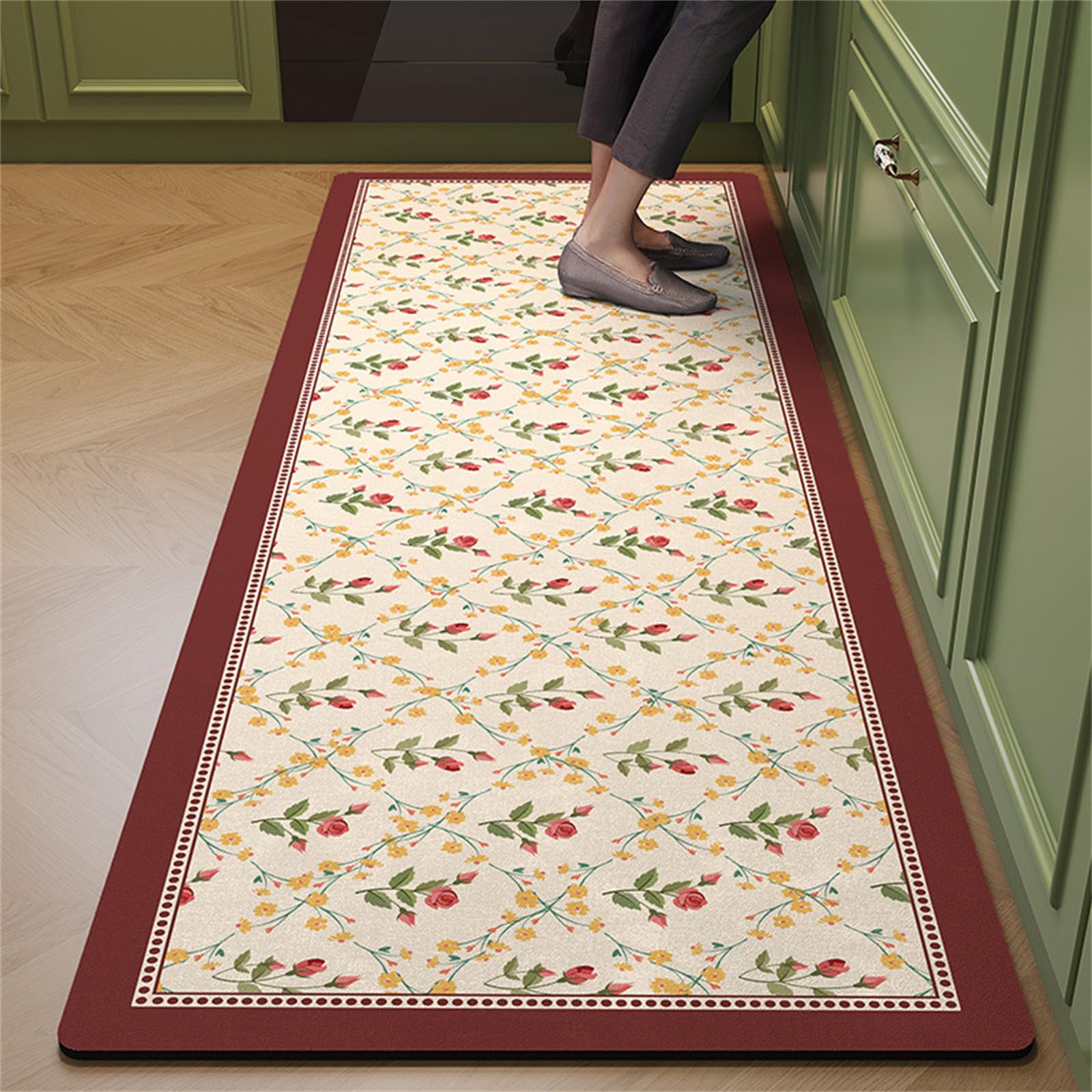Highdi Absorbant Diatomite Tapis Cuisine - Modèle Pastoral Tapis Cuisine Devant Evier Séchage Rapide, Tapis Cuisine Antidérapant, Lavable Tapis de Cuisine, pour Cuisine, Salon (Rouge,60x90cm Highdi Absorbant Diatomite Tapis Cuisine - Modèle Pastoral Tapis Cuisine Devant Evier Séchage Rapide, Tapis Cuisine Antidérapant, Lavable Tapis de Cuisine, pour Cuisine, Salon (Rouge,60x90cm