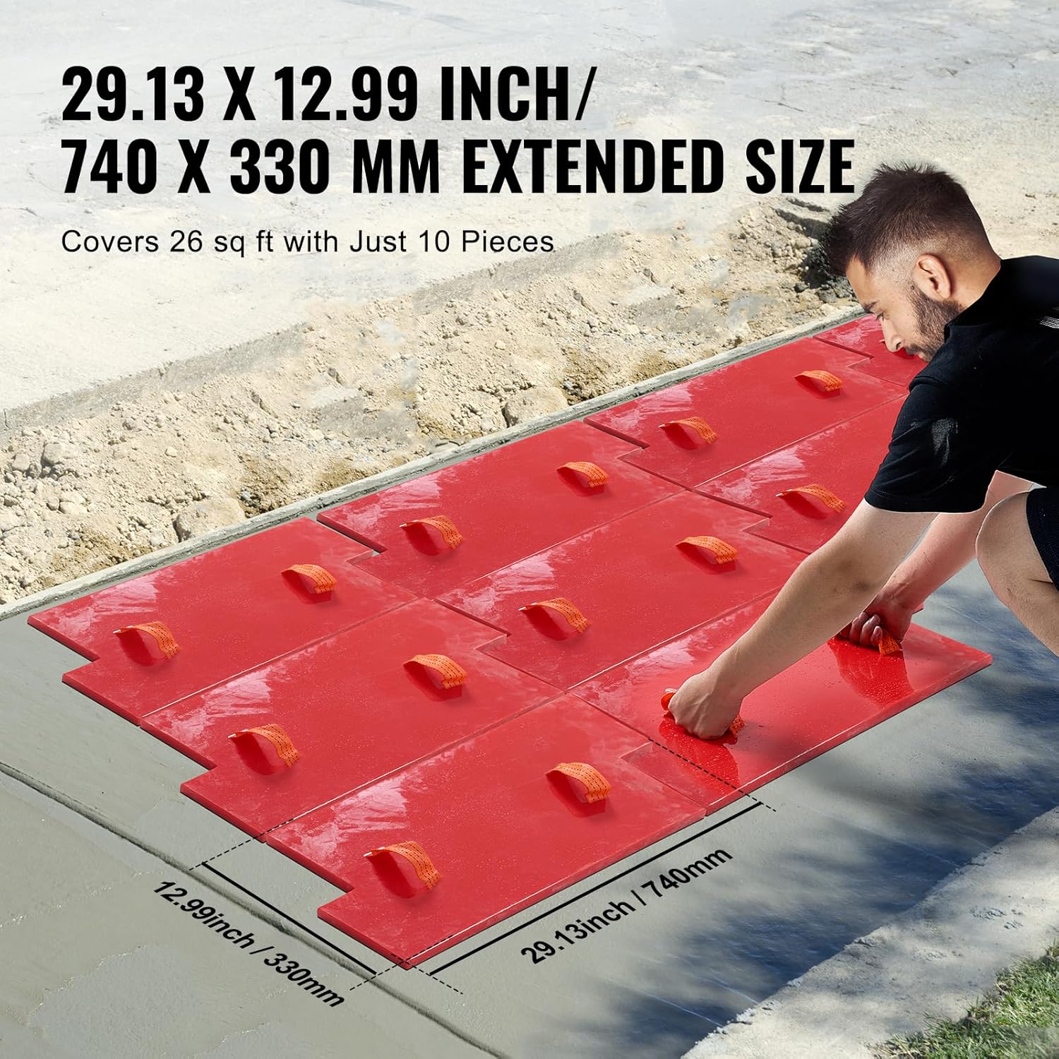 VEVOR Concrete Stamps Mat, 28 x 12 x 0.6 in, Concrete Texturing Skin Polyurethane Stamp Stone Tile Texture Mat, Slate floor Imprint Seamless Stamp Concrete Molds for Outdoor Decorative, Red