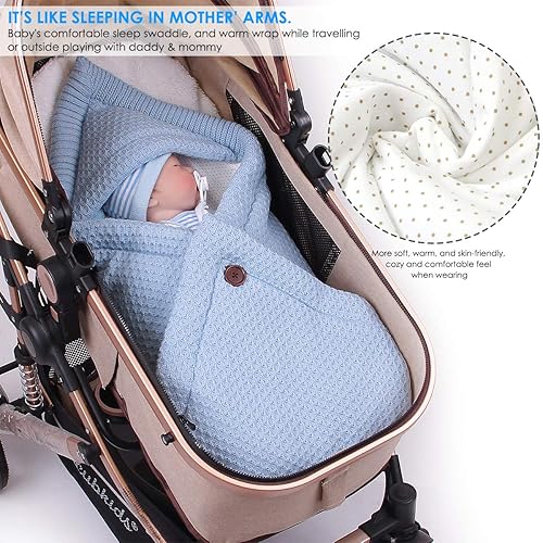 Miniatura 2 de Manta para envolver al bebé, tipo sobre antipatadas, unisex, para recién nacido, suave, cálido, saco de dormir para cochecito de bebé de 0 a 12 meses