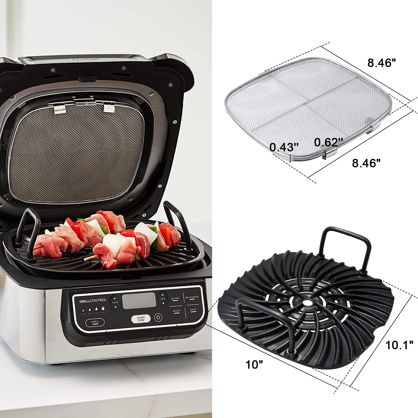 ARTIBY Bouclier Anti-Éclaboussures Pour Ninja Foodi AG301 - Accessoire Gril 5 En 1 Réutilisable En Acier Inoxydable