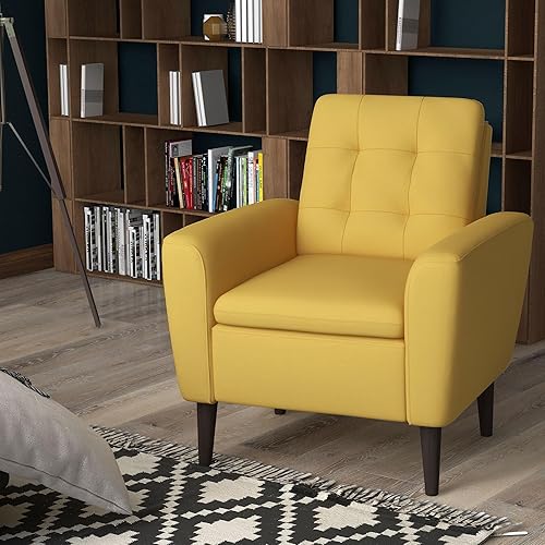 Miniatura 3 de Bonzy Home Silla decorativa moderna de mediados de siglo, silla tapizada de tela para sala de estar, sillón cómodo para sala de estar, dormitorio,