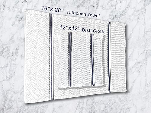 Miniatura 4 de Sabor a la moda juego de 6 toallas de cocina de rizo de 12 x 12 pulgadas, altamente absorbentes, suaves pero resistentes, lavables a máquina y con