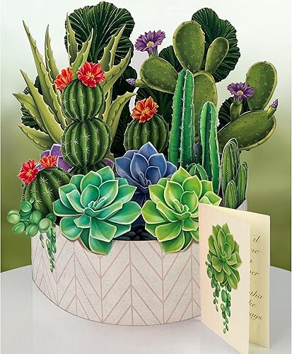 Miniatura 8 de Freshcut Paper Tarjetas desplegables jardín de cactus ramo de flores para siempre tamaño real tarjetas de felicitación 3D con tarjeta de notas en