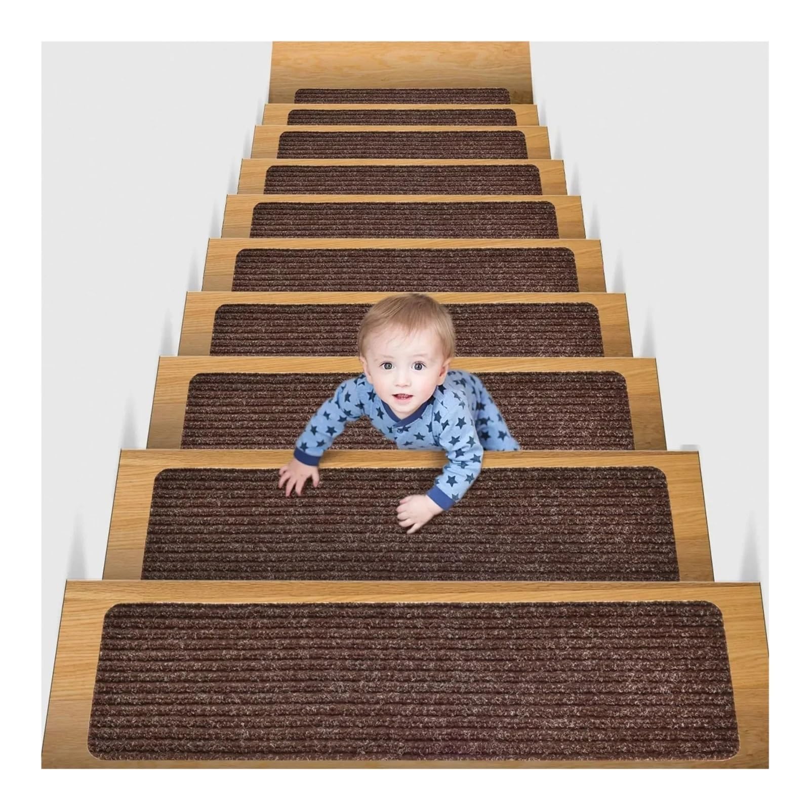 Alfombrillas antideslizantes para escaleras de diseño textil suave y reverso de fijación estable