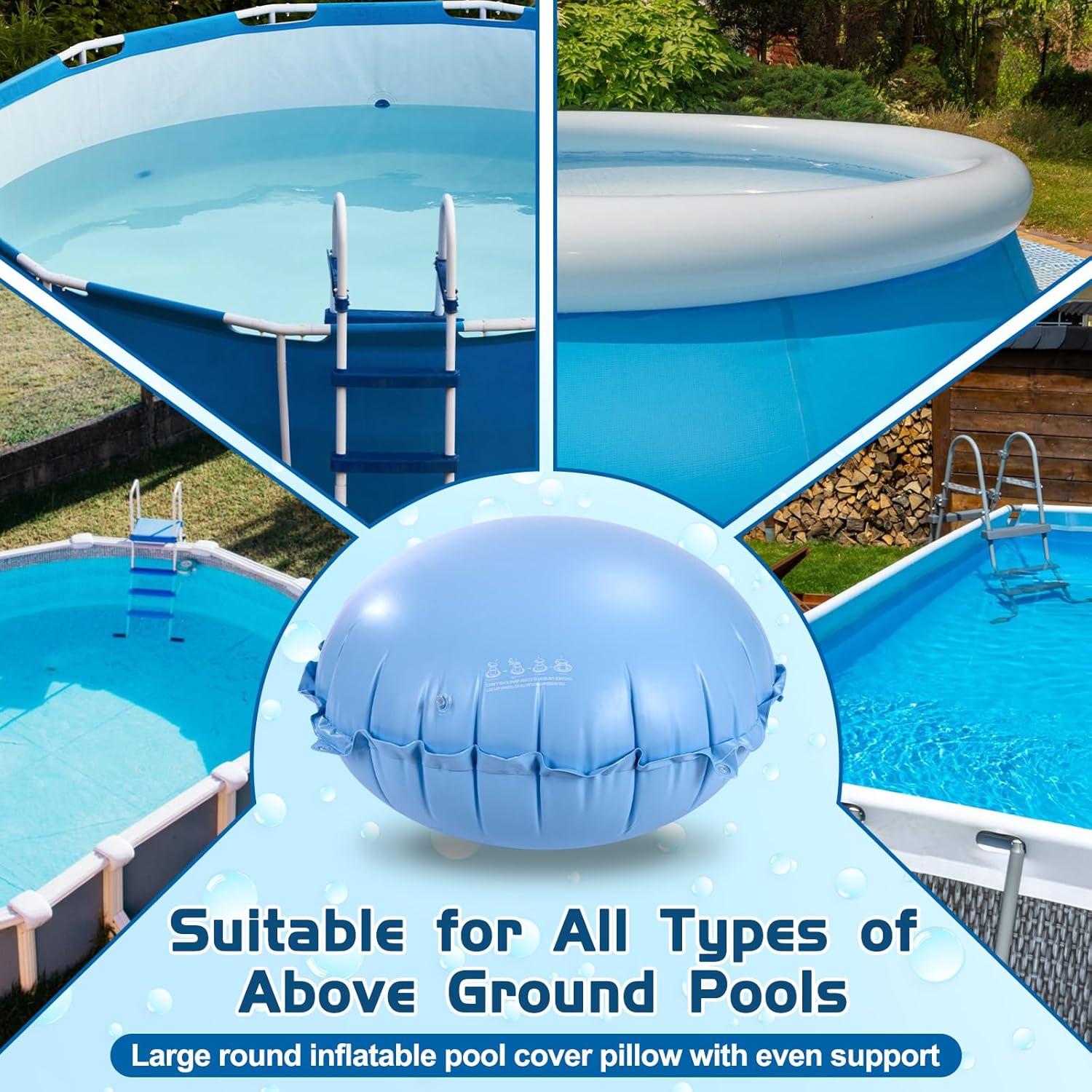 HOMEE Pool Air Pillow, 4Ft Winter Swimming Pool Closing Winterizing Kit with Ropes, Prevents Cover Sagging, Water Logging, Protects Your Pool from Winter Damage