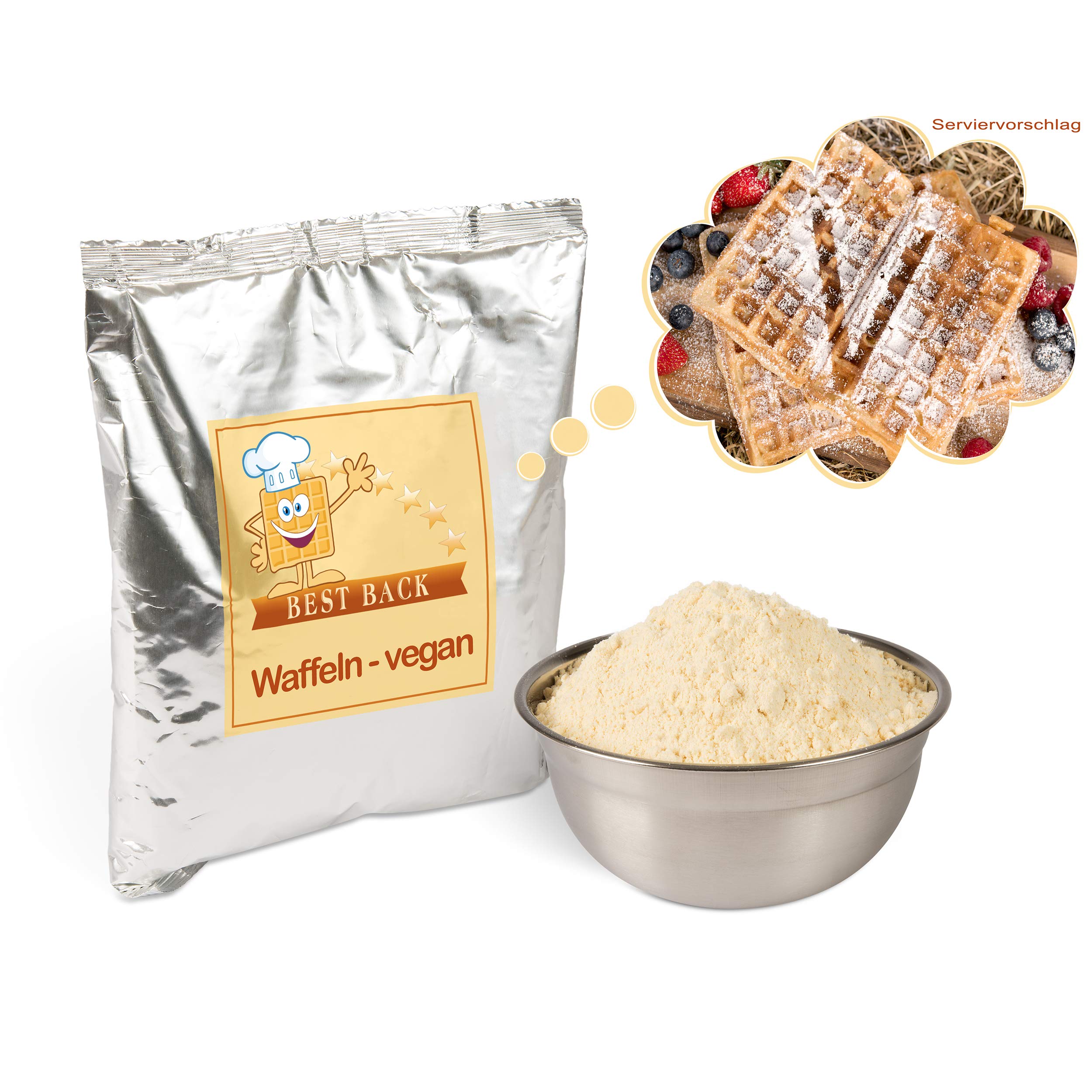 BEST BACK Vegane Waffel Backmischung 5 kg, 5er Pack (1kg)