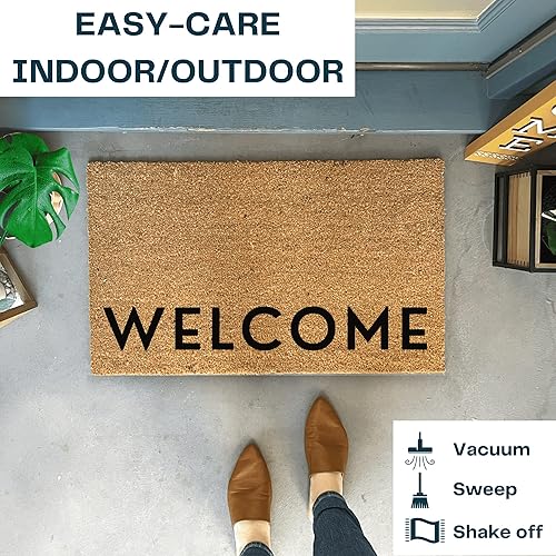 Miniatura 5 de Modern Welcome Doormat, 18 x 30 Inch, Heavy Duty Natural Coir Fibers, UV and Weather Resistant, Modern Porch Decor, Simple and Bold Theme (Standard