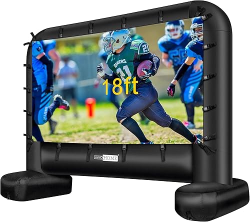 VIVOHOME Pantalla inflable de 18 pies para interiores y exteriores, con bolsa de transporte para proyección frontal y trasera