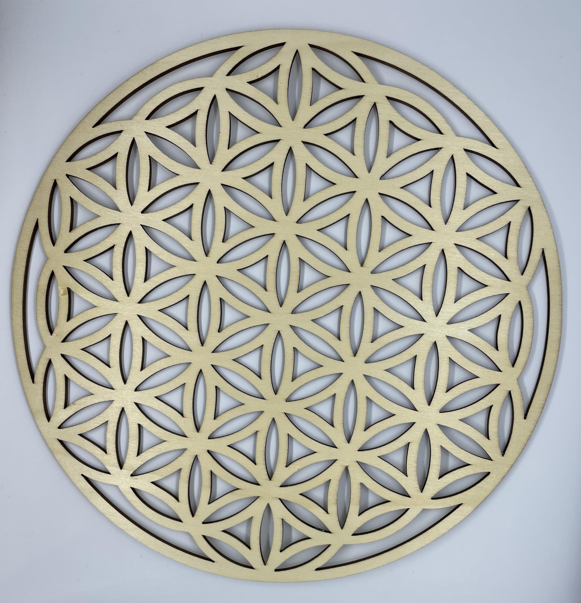WTD - Quadro da parete per finestra con fiore della vita, in legno, diametro 30 cm (1 pezzo)