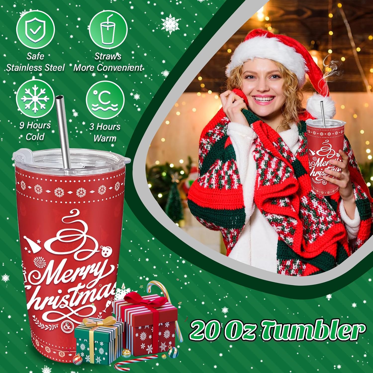 Christmas Gifts for Women, 2025 Unique Christmas Gifts, Xmas Gift Baskets with 20 Oz Tumblers, Candle, Ideas Xmas Gift for Mom, Teachers, Sister, Friends, Coworker, Girlfriend, Wife - Image 3