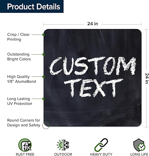 Miniatura 62 de My Sign Center - Letrero personalizado, 11 colores de fuente, 13 estilos de fuente, 4 opciones de agujero, 22 tamaños, 8 x 32 pulgadas, sin óxido,