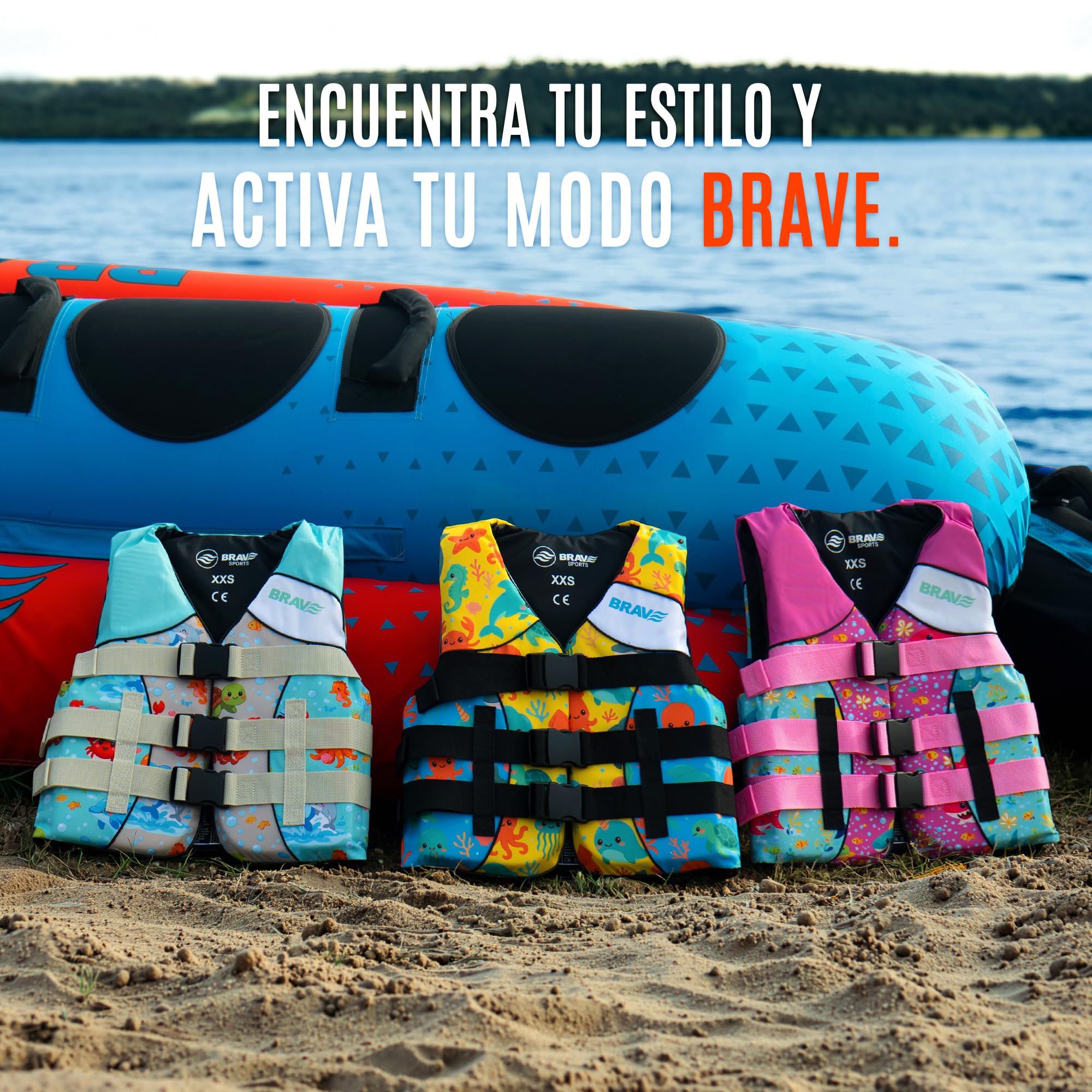Chaleco Ayuda a la Flotabilidad Niños 50N Certificado – Flotador Infantil Playa, Piscina, Kayak y Barco – Nylon Resistente + PVC – 3 Cintas
