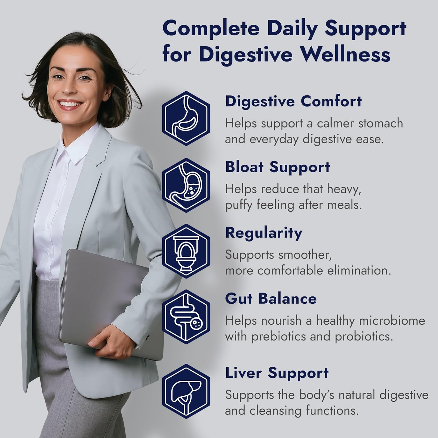 Finessa Digestive Probiotic Drink - 2in1 Digestive Health, Liver Cleanse Detox & Repair | Constipation, Gas and Bloating Relief | Gut Health Blend with Prebiotics & Probiotics | Non-GMO, 50 Servings
