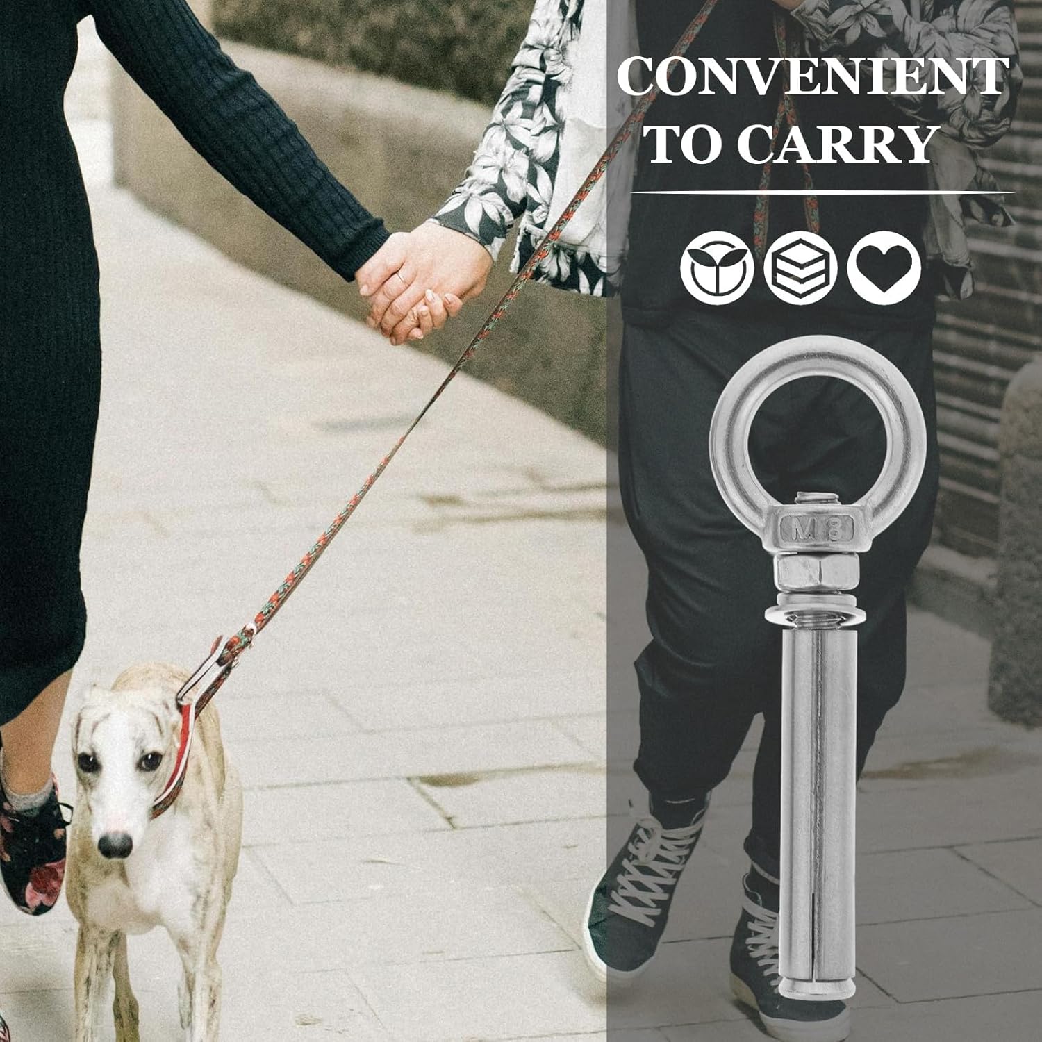 5pcs Stainless Steel Dog Stake Anchor for Outdoor Pet Tie-Out Heavy Duty Ground Stakes for Lawn Yard Metal Dog Leash Anchor