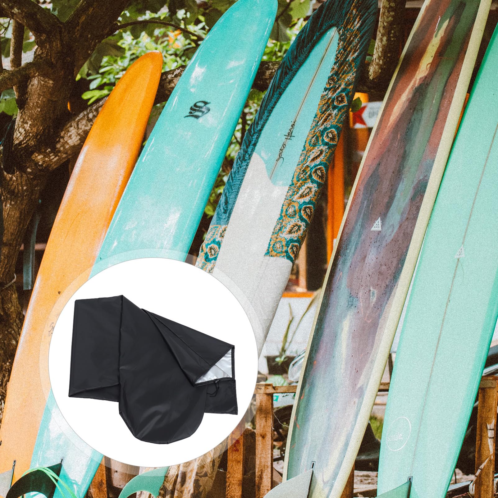 Mipcase Housse De pour Planche De Surf De Snowboard Léger Décoratif Anti-Rayures Anti-poussière Noir Facile À Laver