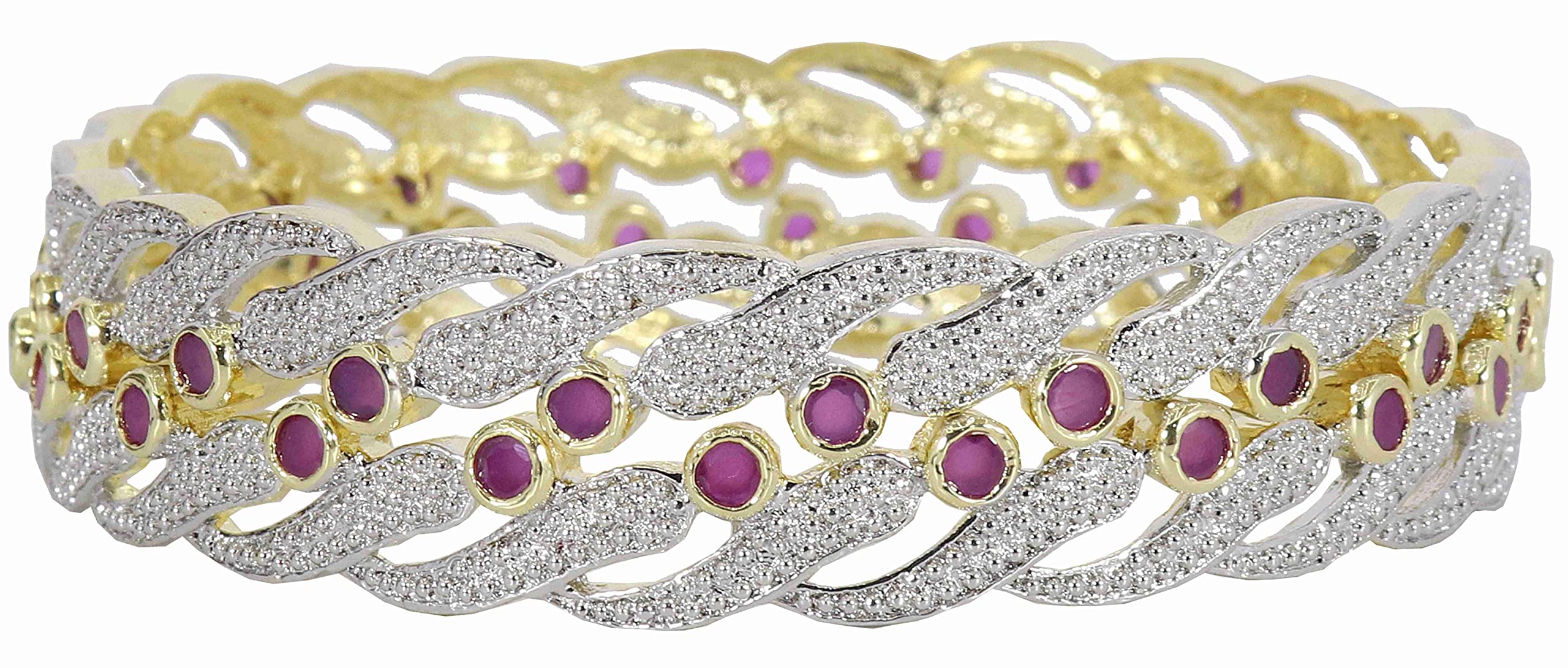 NMII Alloy American Diamond Premium And Fine Gold Plated Glossy Finished Kada for Women and Girls, (Silver1_2.6_Inches), Pack Of 2 Kada (B0BGYC6F63) Amazon Price History, Amazon Price Tracker