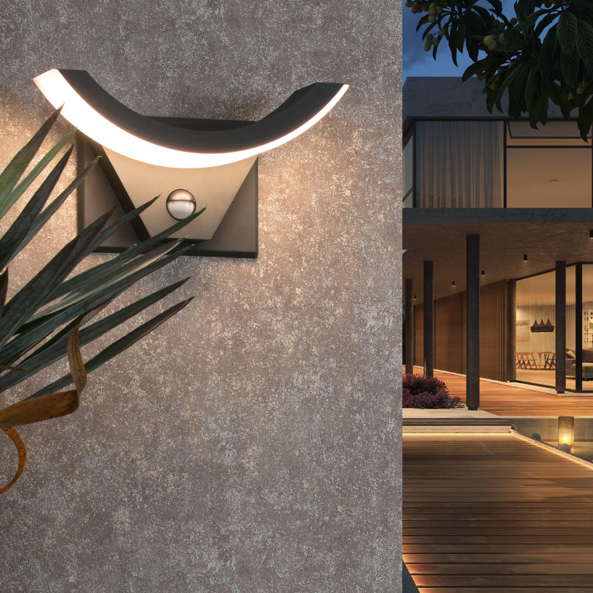 Inowel Waterproof Outdoor Lighting Surface Mounting LED Wall Lamp, Painted Grey Color Aluminium Finished 3000K Warm Light Color