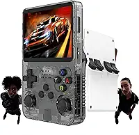 videogame portátil console portátil R36S, com cartão TF de 128GB integrado e suporte a mais de 10000 videogames retro. Possui uma tela IPS de 3,5 polegadas (cinza)