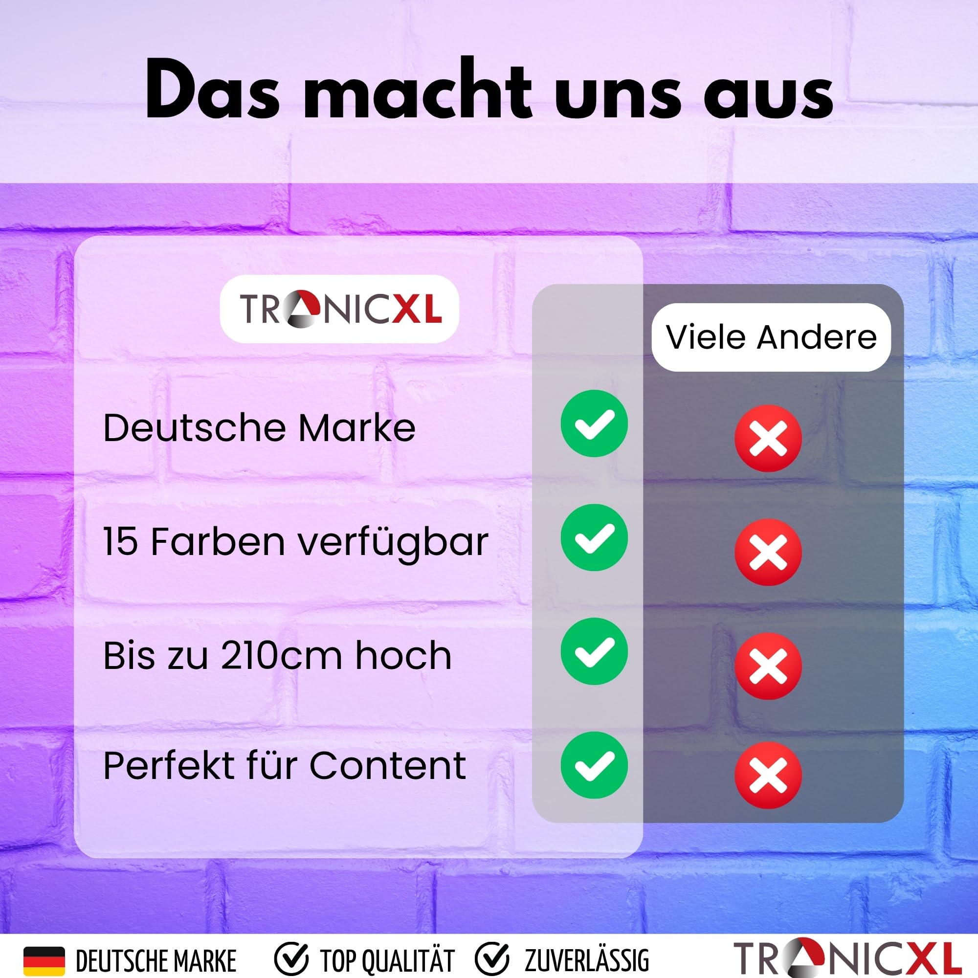 TronicXL Lampa pierścieniowa RGB LED ze statywem 210 cm duży + pierścień świetlny z uchwytem na smartfon, Tripod Beauty Light statyw do aparatu fotograficznego uchwyt na telefon komórkowy I do TikTok