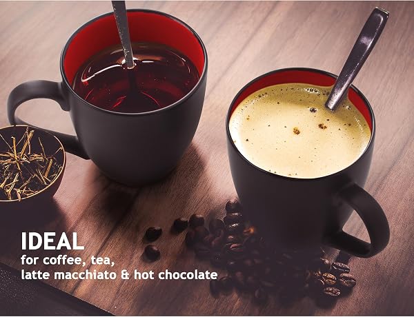 MIAMIO - Lot de 6 tasses à café 350 ml en céramique, tasses modernes pour café, cappuccino et thé, grandes tasses pour cuisine et bureau – Collection Le Papillon - 2