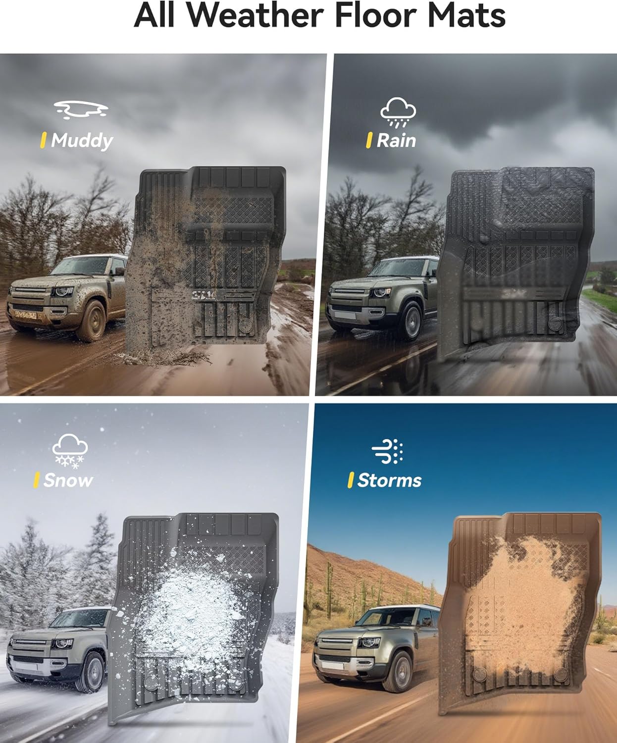 3W Floor Mats & Cargo Liner Fit Volvo XC60 2018-2024 2025 2026 (Not For Hybrid or PHEV) TPE All Weather Custom Fit T5 T6 Momentum Full Set Harmless Heavy Duty Floor Liner and Trunk Mat Car Accessories