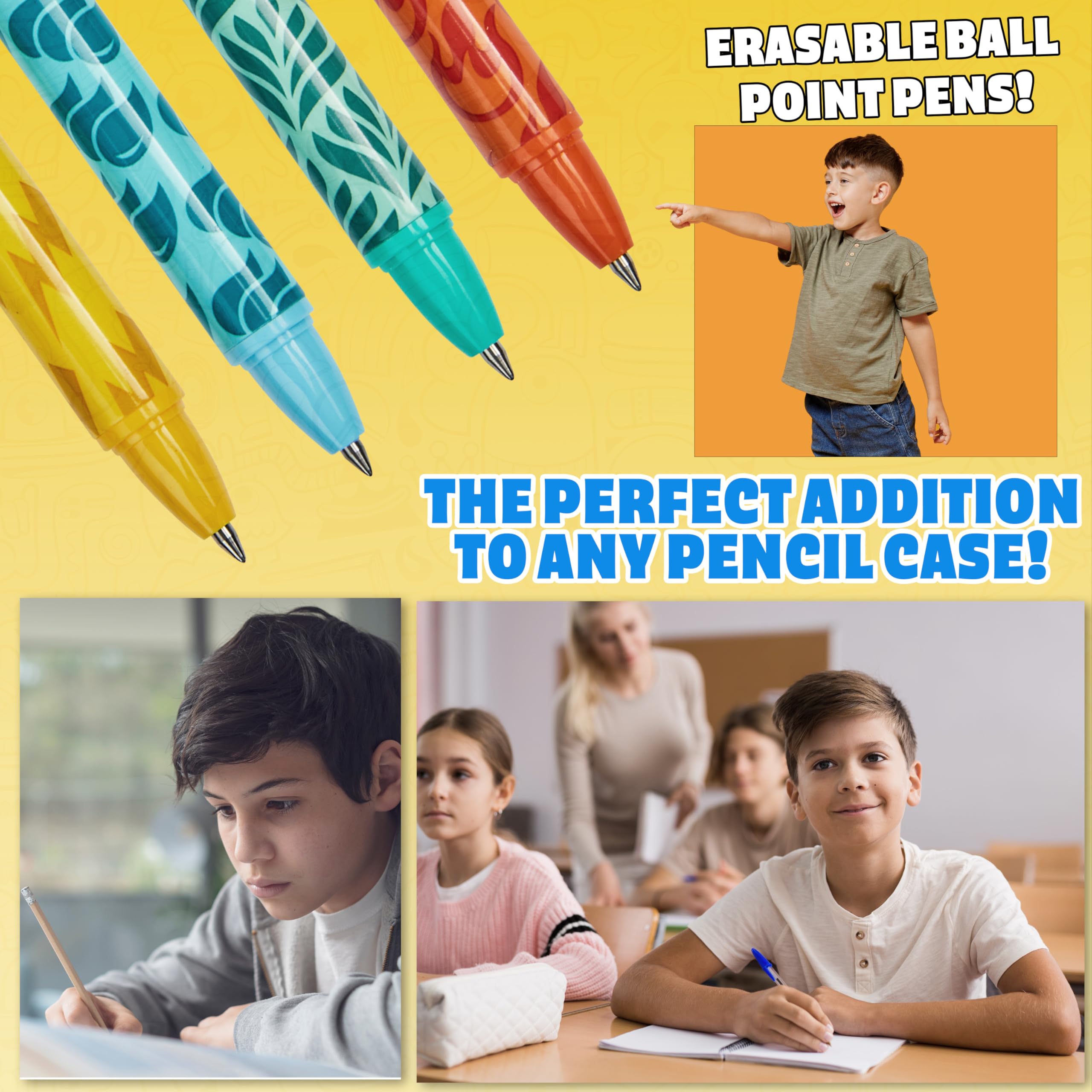 Pokémon Penna Cancellabile 0.6mm, Stationery Set di 4 Penne a Sfera con Inchiostro Blu, Pikachu Cancelleria Scuola, Anime Regalo Bambini (Multi Pikachu & Charizard)