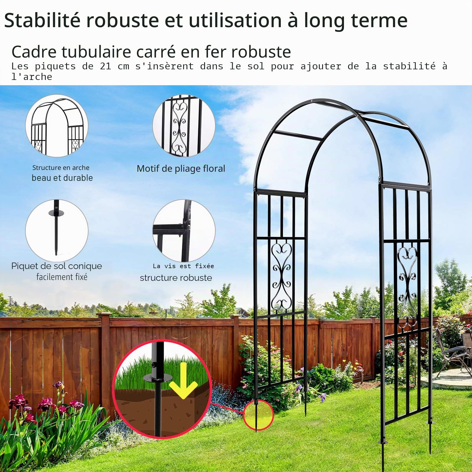 Arche de Jardin Tonnelle incurvée en métal Durable pour Plantes grimpantes, Arches de Mariage, cérémonies