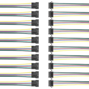 GINTOOYUN 10 Pairs JST SM 6-Pin Cable 22AWG 6-Pin SM Male/Female Paired Connector Electrical Cable for LED Light Strips,Chassis Fans,RC Toys,etc6.02 Inch6 PIN