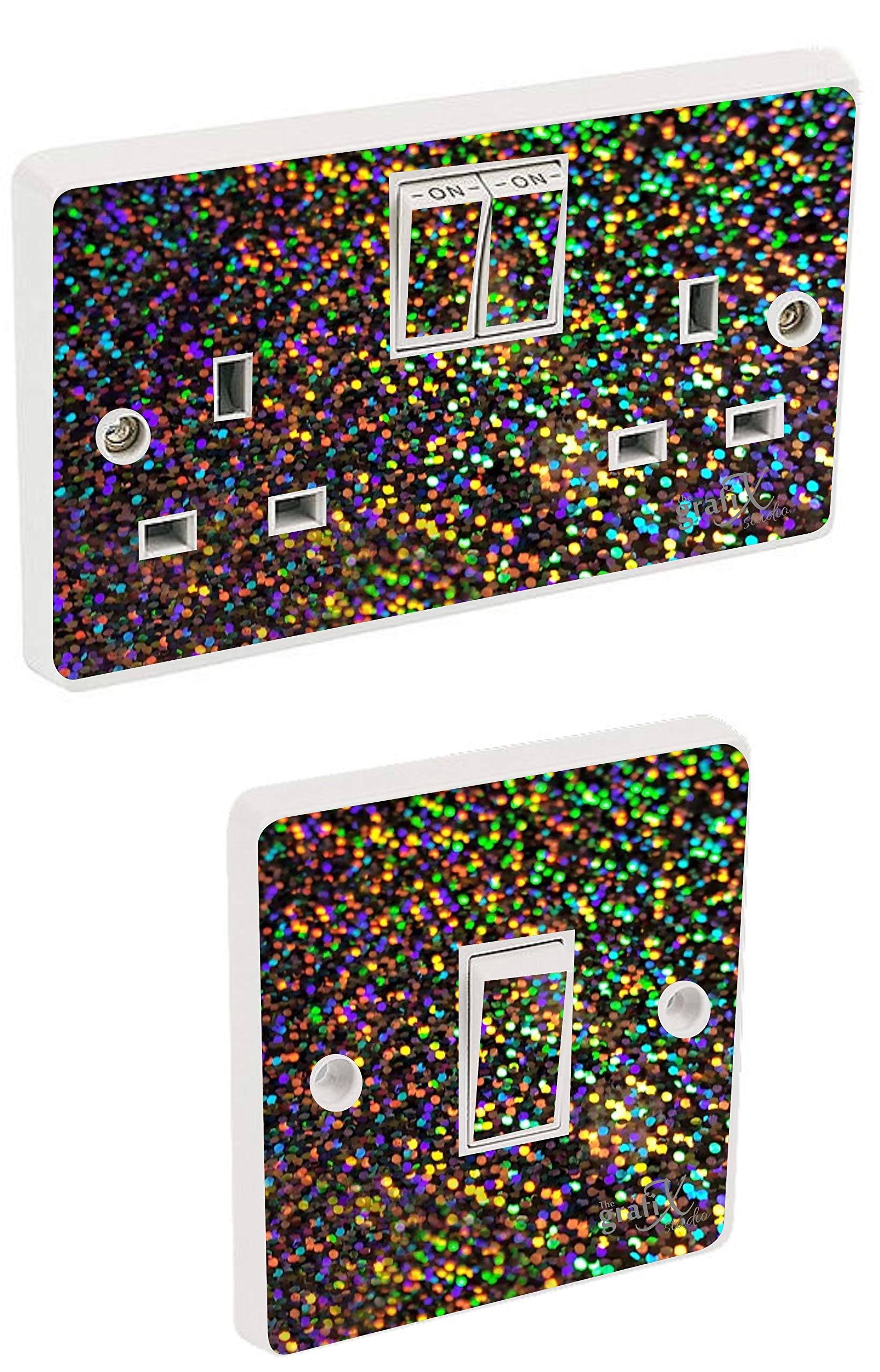 Black Sequin Light Switch & Double Socket Sticker Vinyl/Skin cover