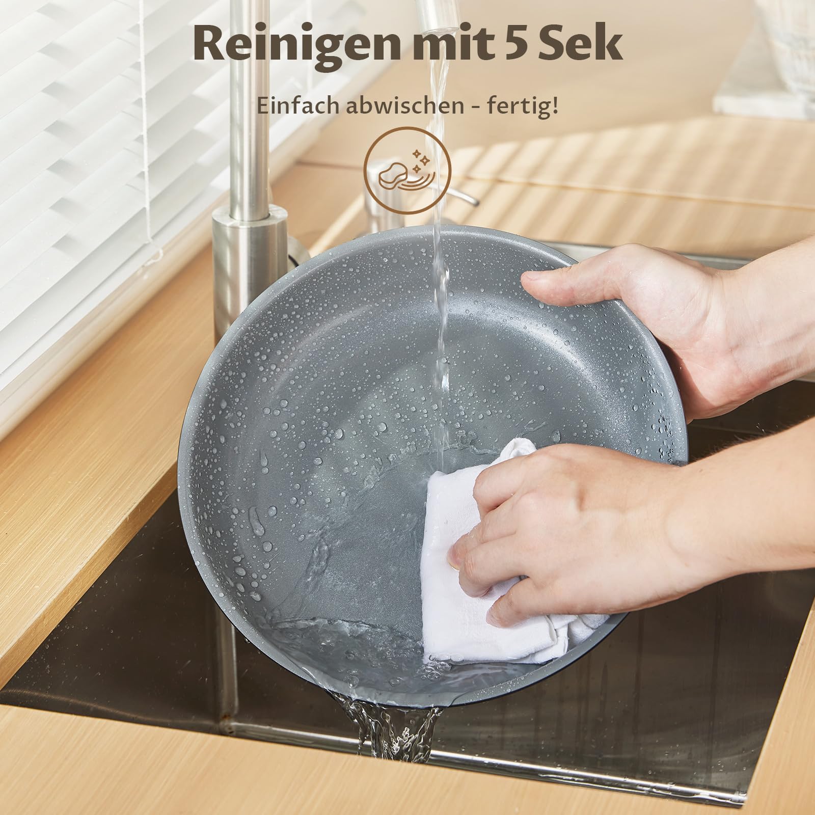 BEZIA Töpfe & Pfannen Set mit abnehmbarem Griff, 17-tlg. Keramik Topfset | Platzsparendes stapelbares Topf- & Pfannenset Induktion, Backofengeeignet Kochgeschirr-Set für Wohnmobil & kleine Küche