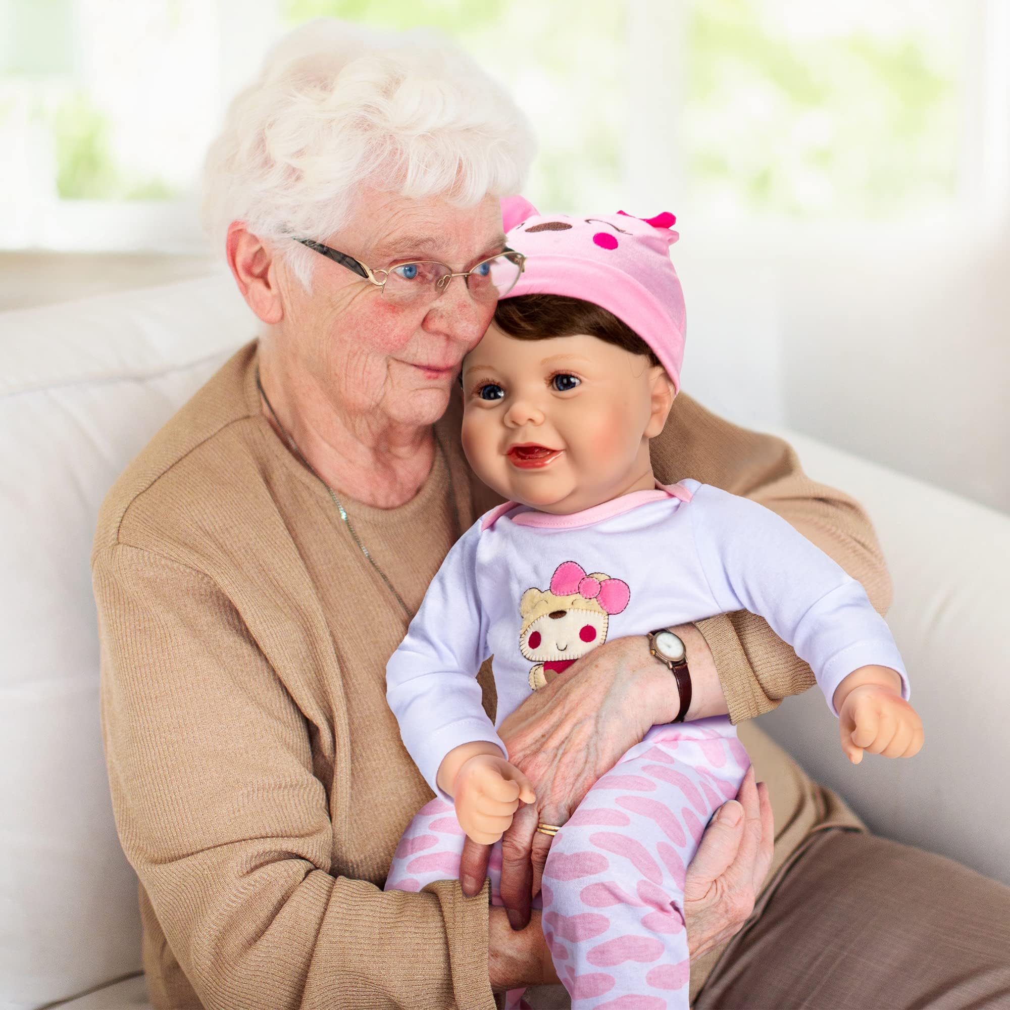 Assistex Reborn Baby Doll - 22" Lifelike Therapy Doll for Seniors with Dementia - Weighted, Soft Body, Realistic Newborn for Nursing Homes for Anxiety Relief - Gift for Elderly with Picture Book