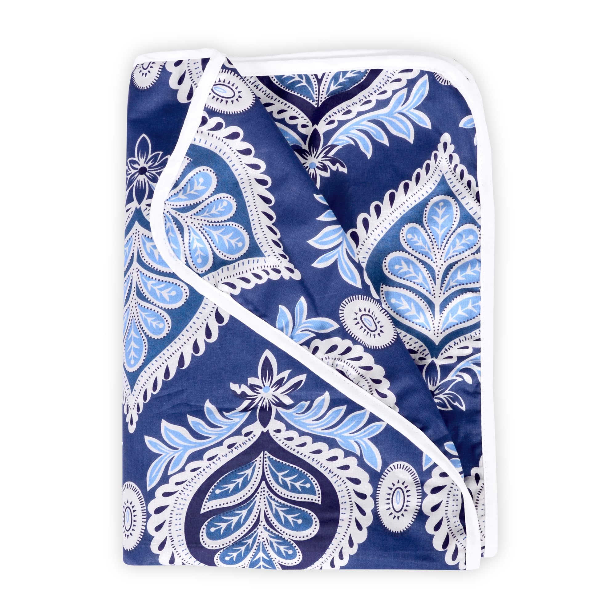 Divine Casa Floret 100% Cotton Single Kids Dohar | 120 GSM | Soft & Lightweight Throw Blanket | Cozy & Breathable Bedding | All-Season Comfort | 140 x 100 CM, Dazzling Blue