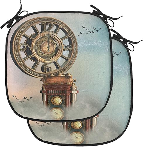 Miniatura 12 de Lunarable Cojín retro para silla, dibujo de chica a la moda en tierra primavera campo margaritas arte, acolchado de asiento para cocina y patio con