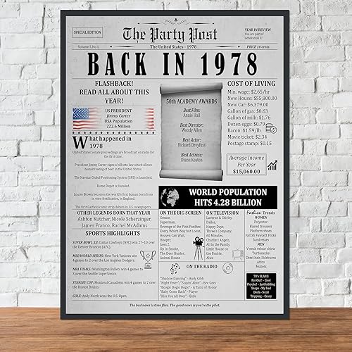 Miniatura 6 de Póster de cumpleaños número 46, cartel de fiesta de 8 x 10 pulgadas, suministros para fiesta de mesa de nacimiento hace 46 años. Tarjeta de