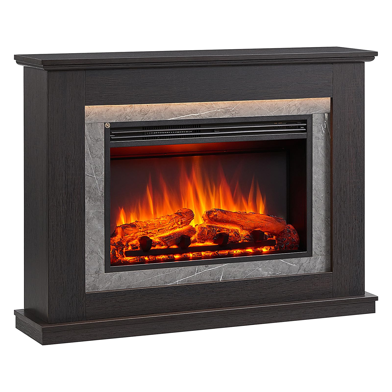 FLAMME 43 inch Electric Fire and Surround Suite, Casella Espresso Oak | 2kW Heater (1000W/2000W), 5 Brightness Levels, Remote Control, 9-Hour Timer, Plug In, No Chimney Needed
